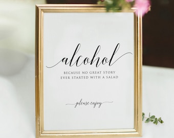 Signe imprimable d'alcool, signe de barre, signe de mariage, signe de réception, signe de mariage d'alcool, signe drôle de barre ouverte, 100% modifiable, téléchargement immédiat