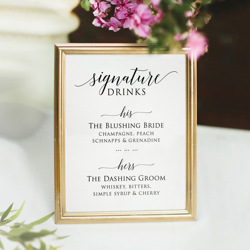 Signature Drink Sign Etsy