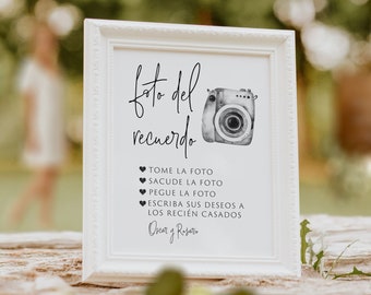 Signo Foto Del Recuerdo, Photo Guest Book Sign, Wedding Photo Guestbook Sign, Photo Book Sign, Printable Photo GuestBook Sign, Spanish
