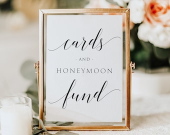 Cards & Honeymoon Fund Sign, Printable Honeymoon Fund Sign, Wedding Sign, 5x7", 8x10" , Wedding Cash Gift, Templett, INSTANT DOWNLOAD