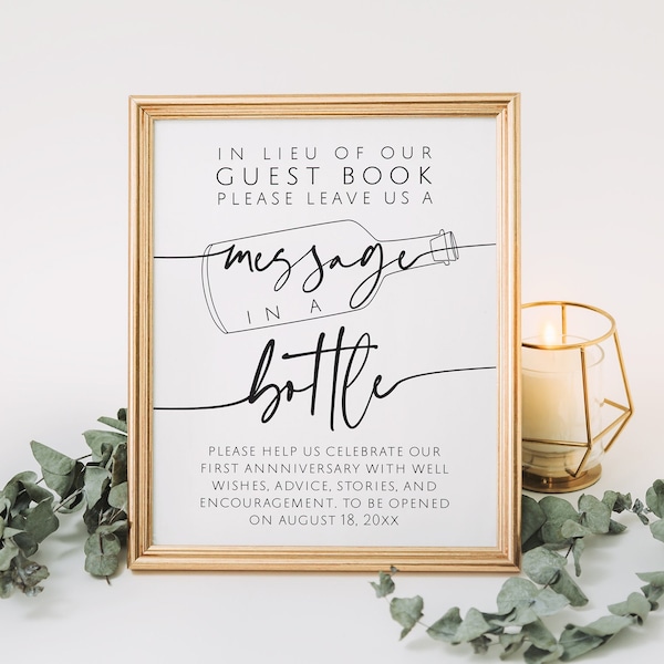 Message In A Bottle Sign, Message in a Bottle Printable, Message in a Bottle Wedding, Message in a Bottle Guest Book, INSTANT DOWNLOAD