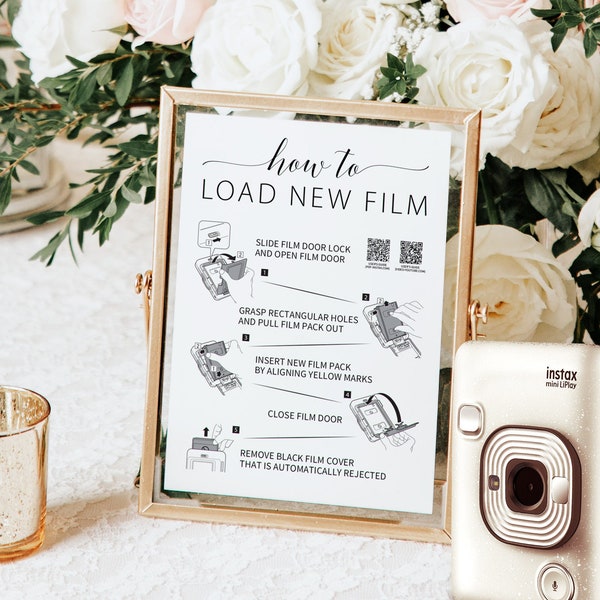 Instax Mini LiPlay Foto-Gästebuch, 13 x 18, 20 x 25 Printable, Polaroid Anweisungen, Hochzeit Polaroid Zeichen, wie man einen neuen Film lädt, SOFORTIGER DOWNLOAD