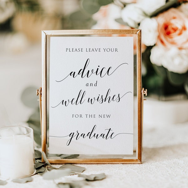 Please Leave Your Advice And Well Wishes For The New Graduate, Graduation Signs, Printable Graduation Guestbook Sign, Instant download