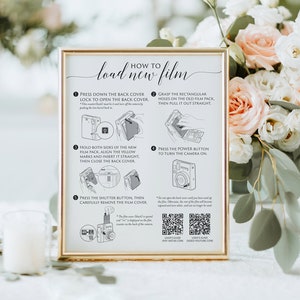 Instax Mini 40, Photo Guestbook Sign, Wedding Printables, Printable Party and Wedding Reception Sign, How To Load New Film, INSTANT DOWNLOAD