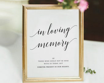 Printable Memorial Sign, In Loving Memory Wedding Sign, Memorial Sign,In Loving Memory Sign,Forever in our Hearts Sign,100% Editable