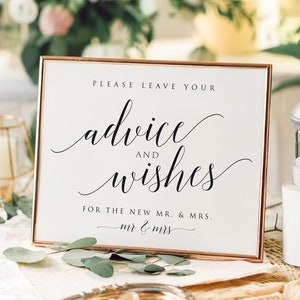 Printable Advice and Wishes Sign, Advice and Wishes, Advice and Wishes for the Mr Mrs, Wedding Advice Sign, Advice Sign Wedding, Wishes Sign