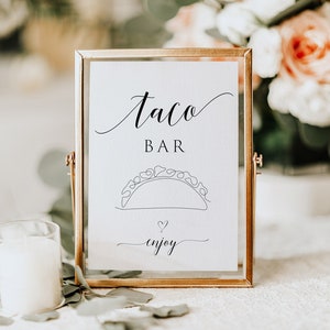 Taco Bar Printable Party Sign, Taco Table Sign, Taco Bar Wedding Sign, Wedding Food Sign, Printable Taco Sign, Templett, INSTANT DOWNLOAD