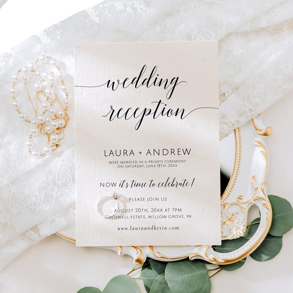 Modern Wedding Reception Invitation Template, Reception Party Invitation, Instant Download, 100% Editable Template, Minimalist Invitation