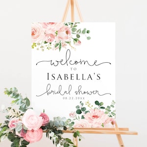 6 Sizes Blush Floral Bridal Shower Welcome Sign Template, Printable Welcome Sign, Editable Welcome Sign, PinkWelcome Sign, Instant Download