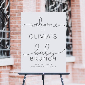 Minimalist Baby Brunch Welcome Sign, Printable Large Welcome Sign Template, Baby Shower Welcome Sign, Editable Template, Instant Download