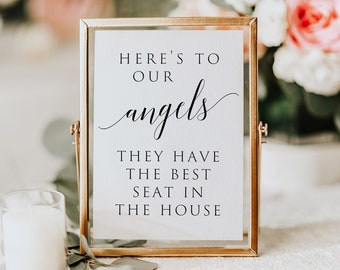 Ecco ai nostri angeli che hanno il miglior posto in casa, stampabile Ecco ai nostri angeli, segno del matrimonio commemorativo, DOWNLOAD immediato