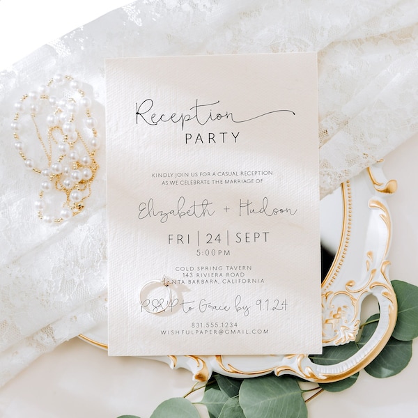 Printable Reception Party Invitation Template, Reception Party Invitation, Instant Download, 100% Editable Template, Minimalist Invitation