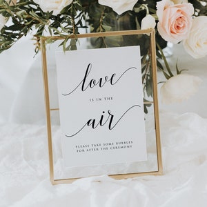 Love Is In The Air Sign, Wedding Bubbles Sign, Bubbles Send Off Sign, EDITABLE Template, Printable Sign, Instant Download, 5x7, 8x10