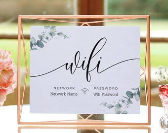 WIFI Password Sign Printable, Wifi Sign Printable, WIFI Password Sign, Editable WiFi Sign Template, 4x6, 5x7, 8x10, Instant Download