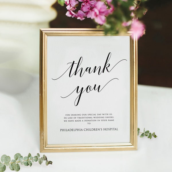 Printable Thank You Sign, Thank You Sign Template, Wedding Thank You Sign, Minimalist Thank You Sign, 100% Editable, INSTANT DOWNLOAD