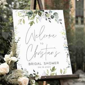 6 Sizes Greenery Bridal Shower Welcome Sign Template, Printable Bridal Shower Welcome Sign, Greenery Welcome Sign,Any Event,Instant Download