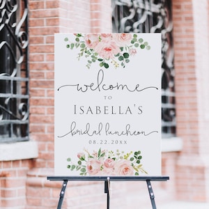 Floral Bridal Luncheon Welcome Sign Template, Blush Pink Bridal Luncheon Welcome Sign, Bridal Shower Welcome Sign, Editable Welcome Sign