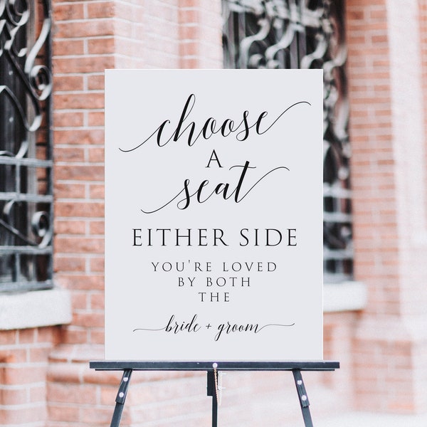 Choose a Seat Either Side Sign, Pick A Seat Either Side Printable, Pick A Seat Not A Side Printable, Pick A Seat Sign, Wedding Day Signs