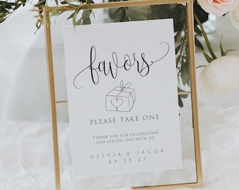 Modern Printable Wedding Favors Sign Template, Printable Wedding Favors Sign, Favors Sign Printable, Gifts Table Sign, 100% Editable