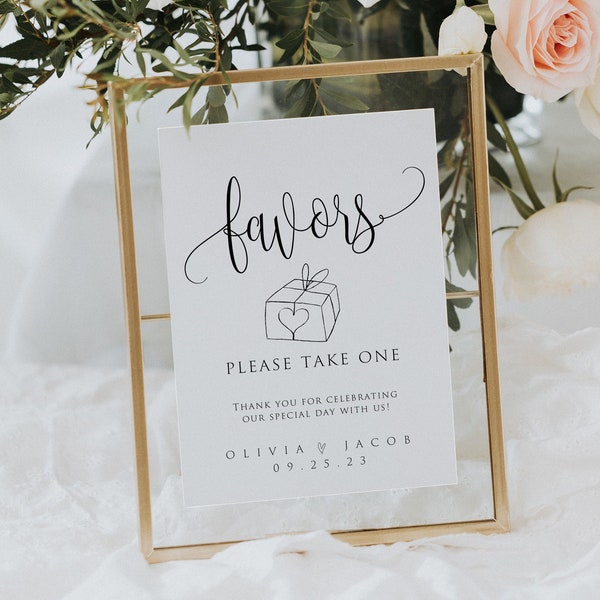 Modern Printable Wedding Favors Sign Template, Printable Wedding Favors Sign, Favors Sign Printable, Gifts Table Sign, 100% Editable