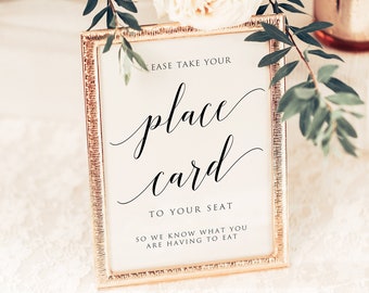 Please Take Your Place Card To Your Seat, So We Know What You Are Having To Eat, Name Card Sign, Wedding Place Card Sign,Find Your Seat Sign