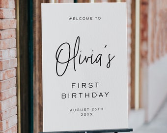 6 Sizes Birthday Welcome Sign Template, Birthday Welcome Poster Printable, Minimal 1st Birthday Welcome Sign, 1st-10th, Instant Download