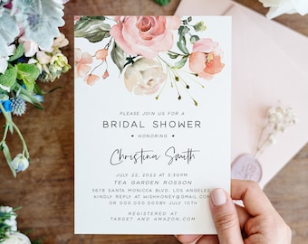 Floral Bridal Shower Invitation Template, Bridal Shower Invitation, Bridal Shower Invitation Template, Printable Bridal Shower Invitation