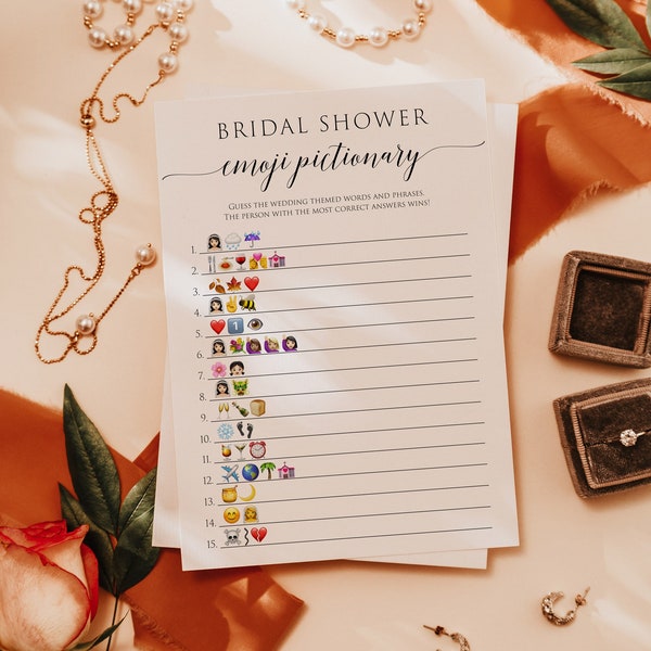 BRIDAL SHOWER GAMES, Emoji Pictionary, Wedding Shower Games, Bridal Emoji Game, Bridal Party Games, Hens Party Games, Instant Download