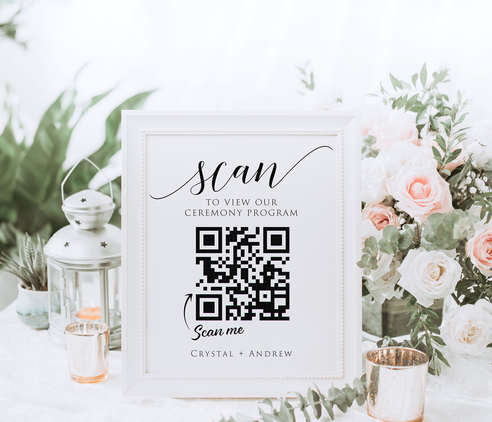 QR Code Sign for Wedding Program Scan for Digital Ceremony - Etsy