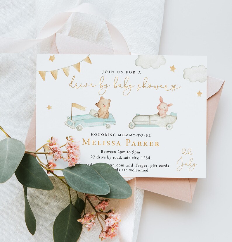 Drive by Baby Shower Invitation Template Baby Shower Etsy