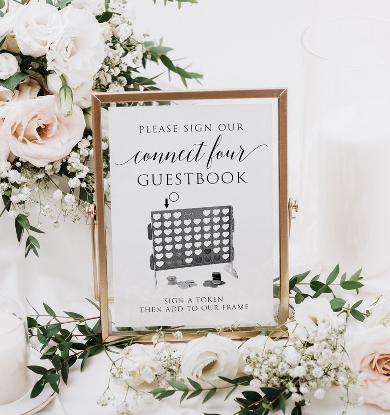 Connect 4 Guestbook Sign Four in a Row Sign Wedding Heart - Etsy