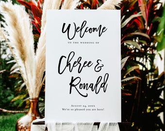 5 Sizes Wedding Welcome Sign Template, Large Welcome Sign, Modern Calligraphy, Minimalist, Templett Instant Download, Editable & Printable