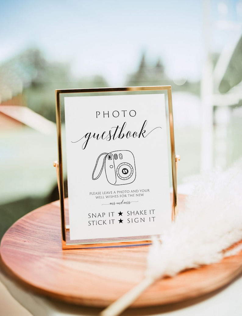 Printable Wedding Photo Guest Book Sign, Leave a Photo for the New Mr. & Mrs, Photo GuestBook Sign Template, Photo Wedding Sign, Templett image 6