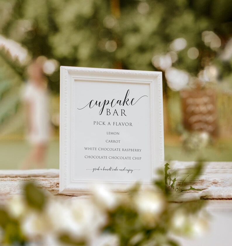 Printable Wedding Cupcake Bar Sign Printable Cupcake Bar | Etsy