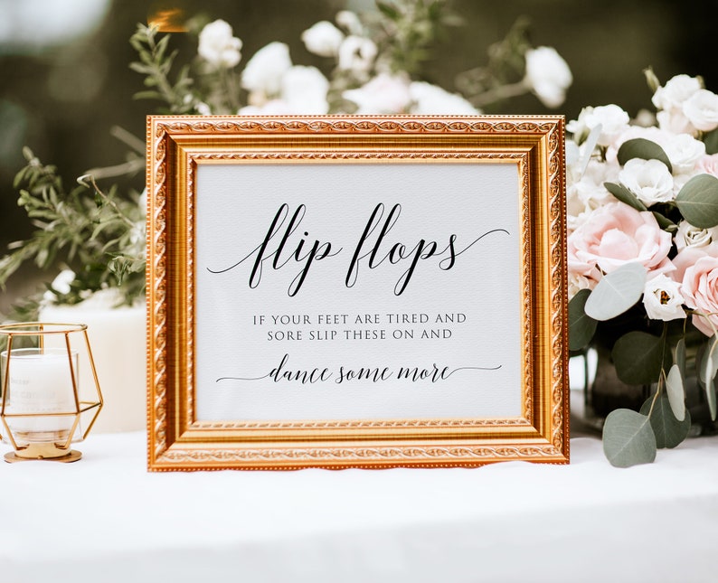 Flip Flops Wedding Sign Printable, Wedding sign Template, Printable Flip Flops Signs, Edit with TEMPLETT, Personalized, Instant Download image 7