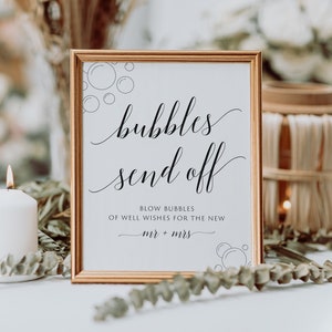 Bubbles Send Off Sign, Wedding Bubbles Sign, Wedding Bubble Send Off Sign, EDITABLE Template, Send Off Bubbles, Instant Download, Minimalist image 2