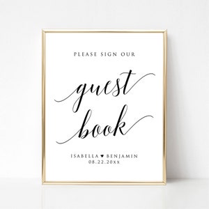 Printable Guest Book Sign Template, Modern Guestbook Sign, Rustic ...