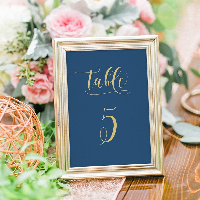 Printable Table Number Cards Gold Table Number Signs Gold Etsy