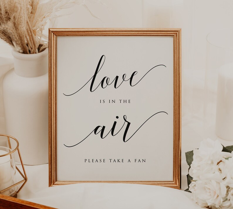 Love is in the Air Sign Wedding Fans Sign Grab A Fan Sign Etsy