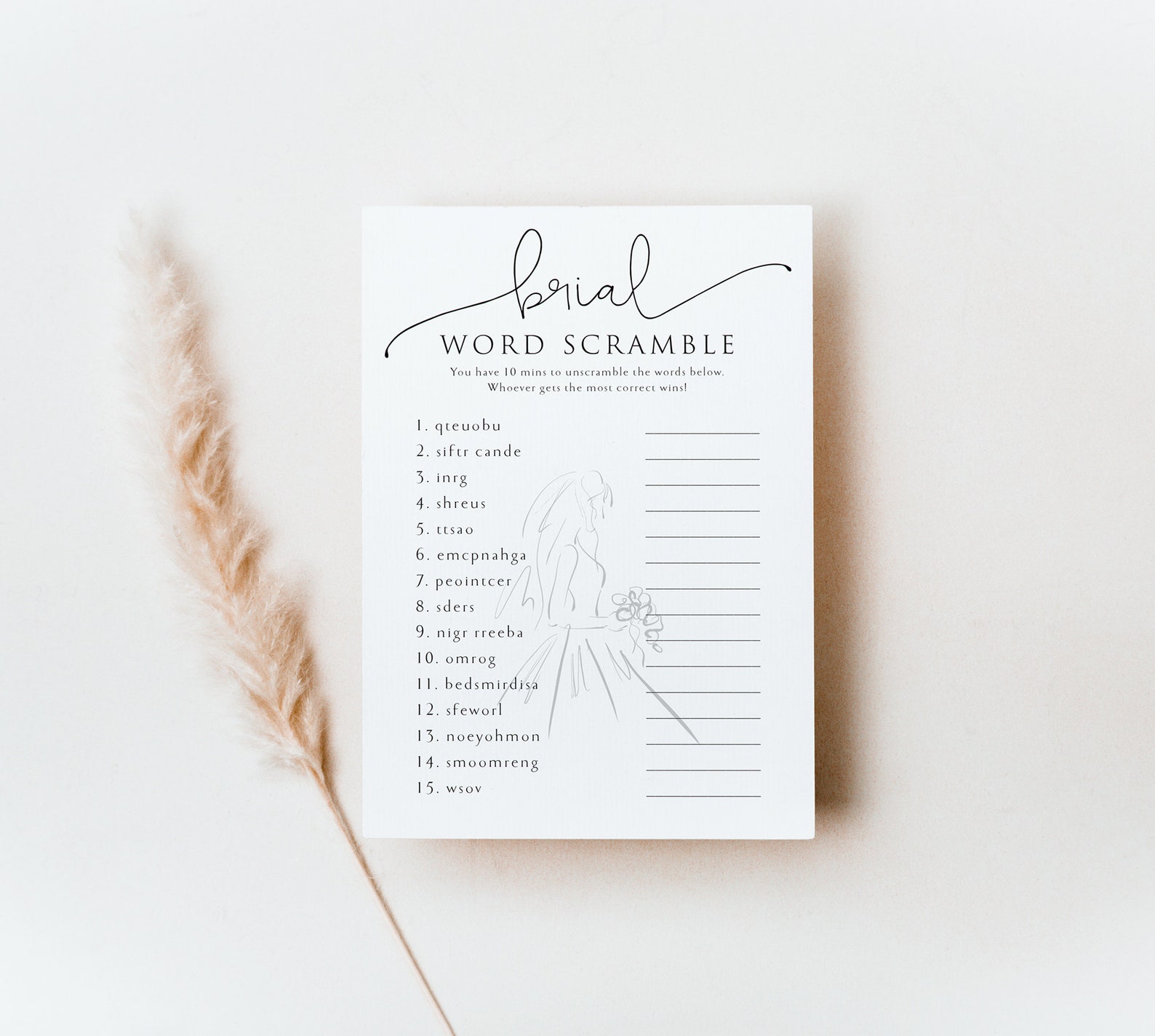 Word Scramble Bridal Shower Game Printable Bridal Shower - Etsy