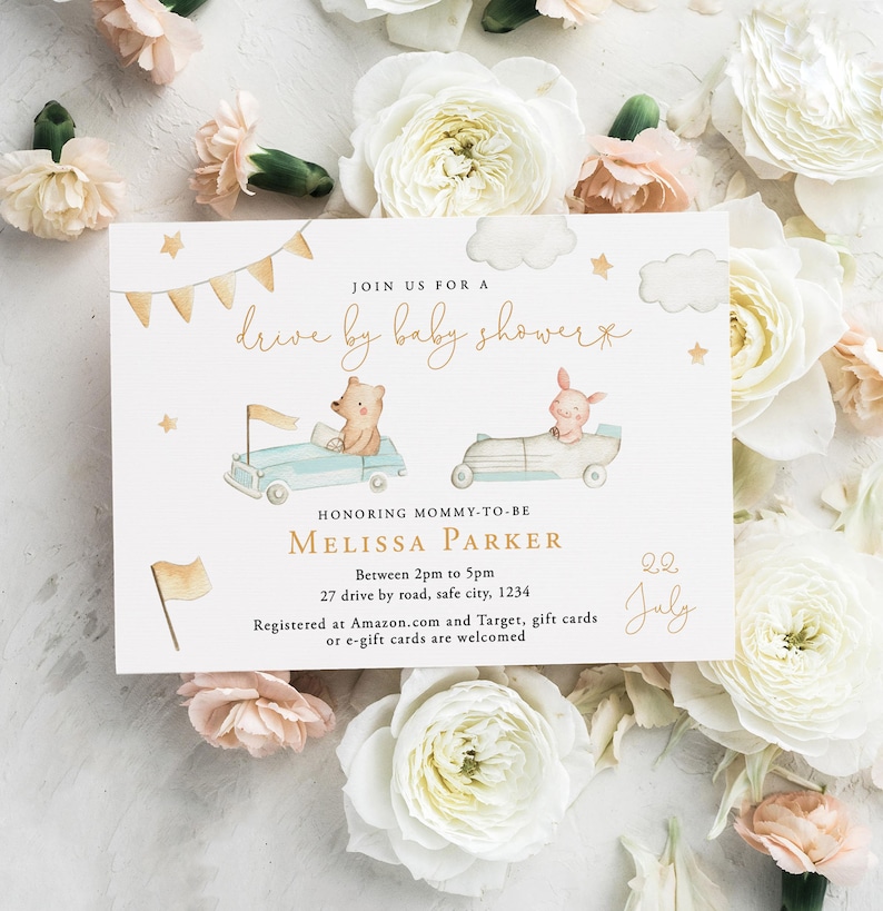 Drive by Baby Shower Invitation Template Baby Shower Etsy