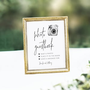 Photo Guest Book Sign, Wedding Photo Guestbook Sign, Photo Guestbook Printable, Photo GuestBook Sign Template, Photo Wedding Sign, Templett image 2