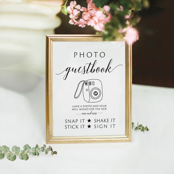 Printable Wedding Photo Guest Book Sign Leave a Photo for the Etsy