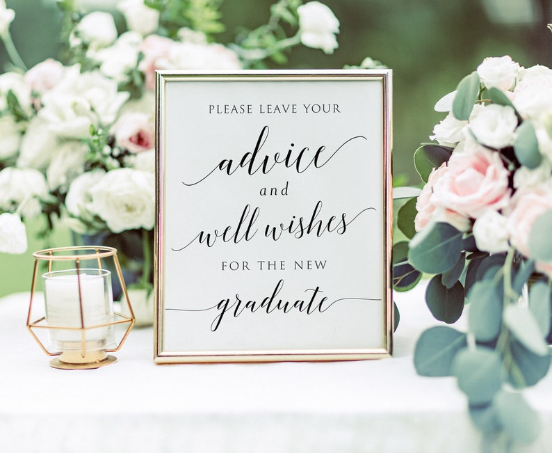 Please Leave Your Advice And Well Wishes For The New Graduate, Graduation Signs, Printable Graduation Guestbook Sign, Instant download image 8