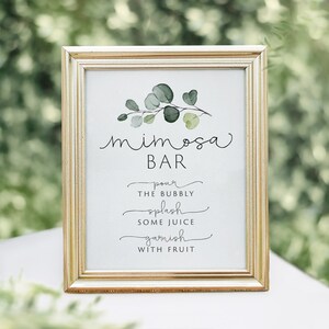 Mimosa Bar Sign, EDITABLE Template, Greenery Eucalyptus Mimosa Bar Sign, Baby Shower Mom-osa Bar Sign,Bridal Brunch Mimosa Bar Sign,Templett image 5