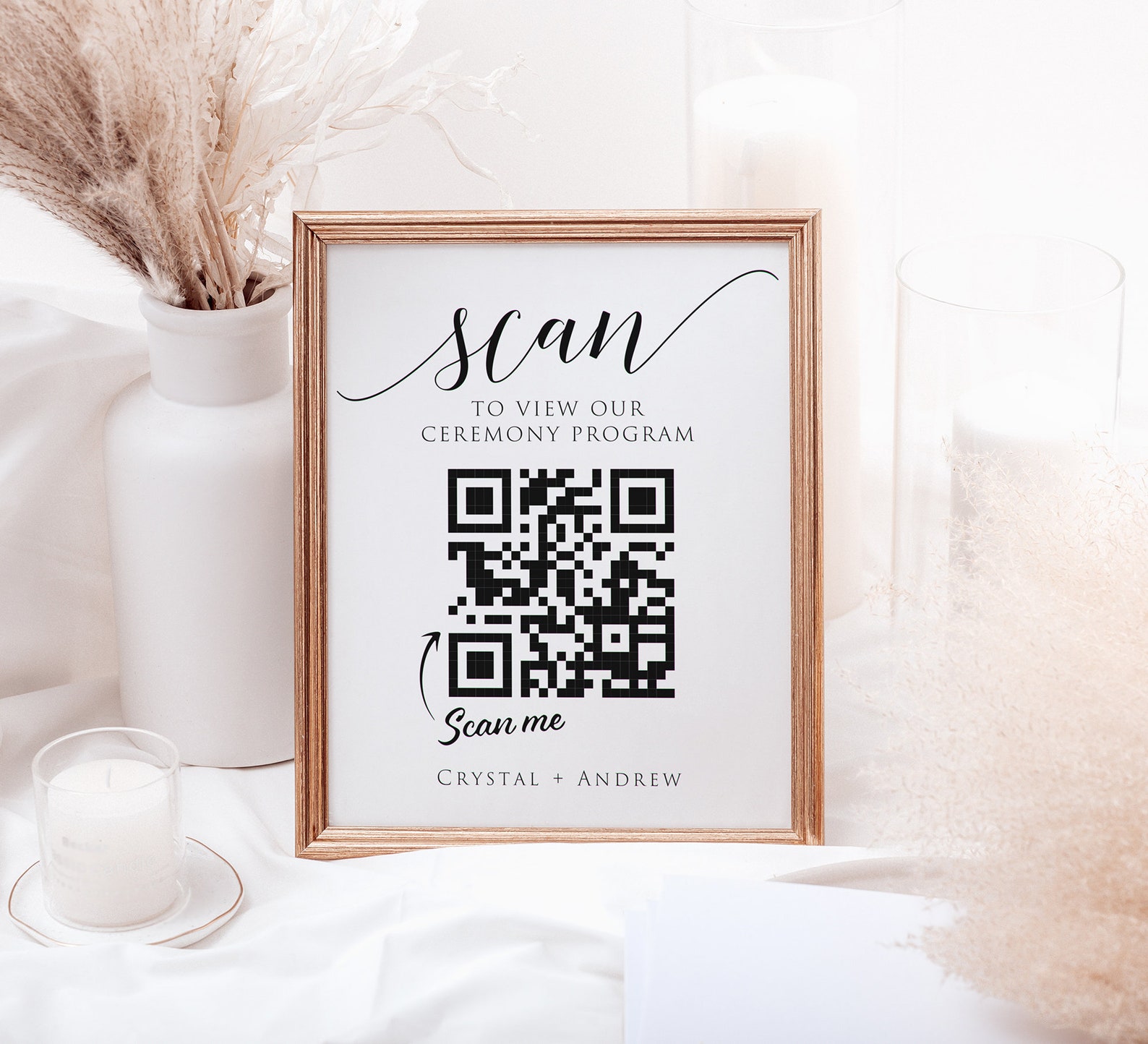 QR Code Sign for Wedding Program Scan for Digital Ceremony - Etsy