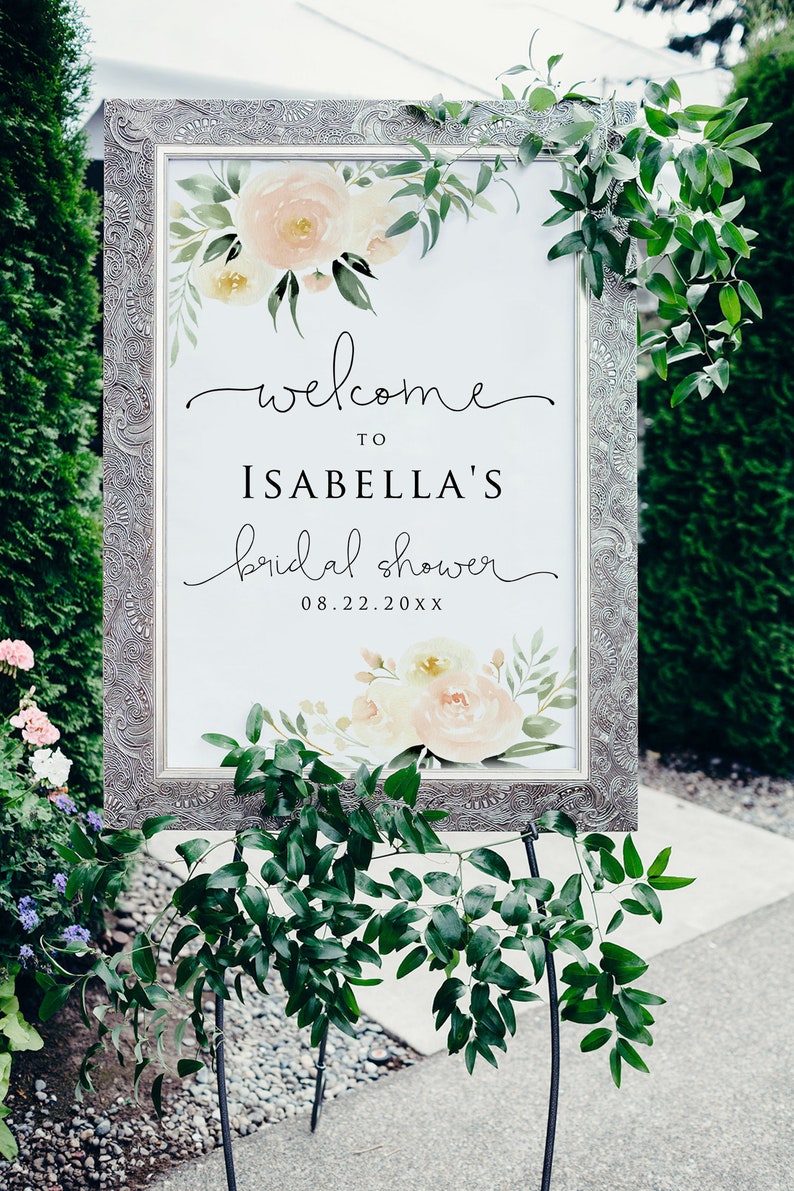 6 Sizes Bridal Shower Floral Welcome Sign Printable Bridal - Etsy