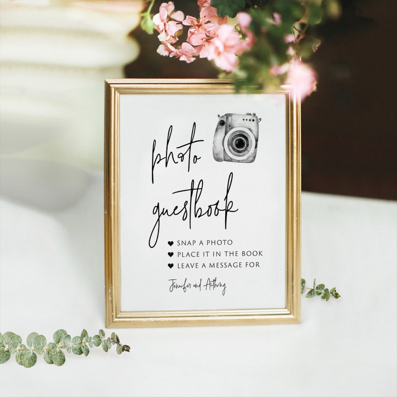 Photo Guest Book Sign, Wedding Photo Guestbook Sign, Photo Guestbook Printable, Photo GuestBook Sign Template, Photo Wedding Sign, Templett image 8