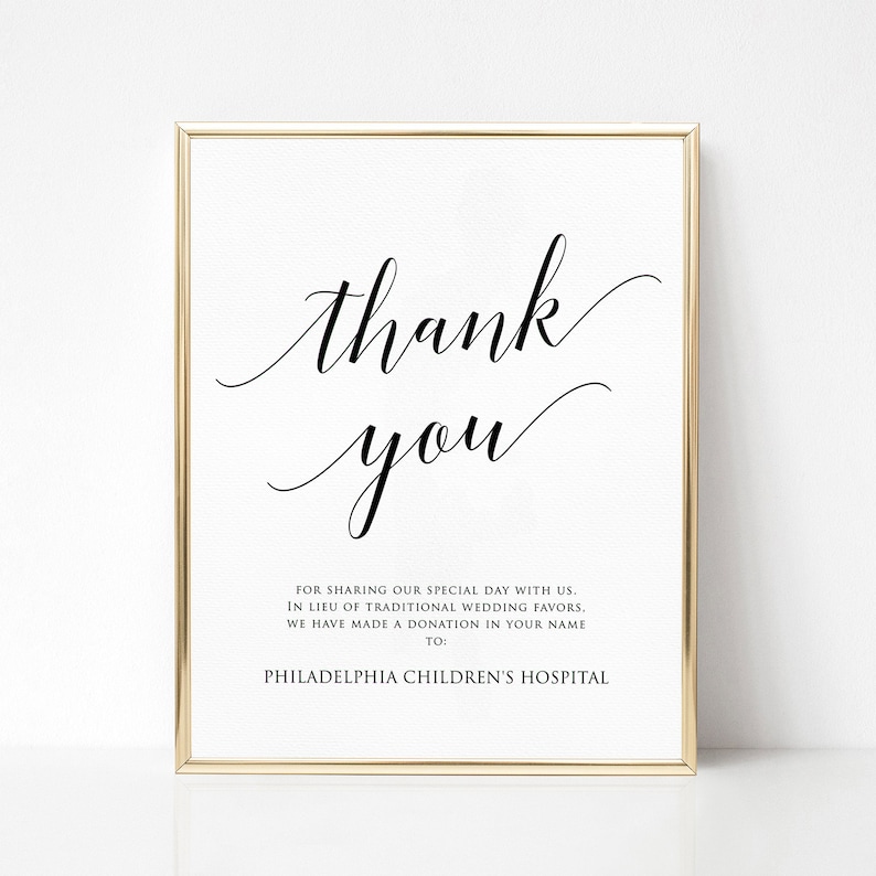 Printable Thank You Sign Thank You Sign Template Wedding Etsy