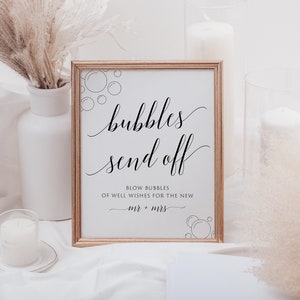 Bubbles Send Off Sign, Wedding Bubbles Sign, Wedding Bubble Send Off Sign, EDITABLE Template, Send Off Bubbles, Instant Download, Minimalist image 7